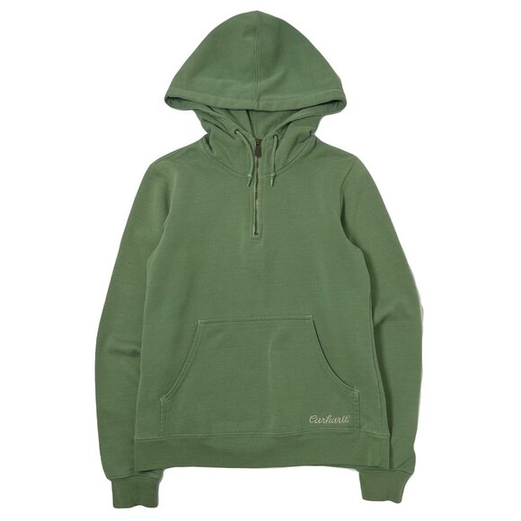 Carhartt Embroidered Green Half-Zip Hoodie Women's S - Picture 1 of 3